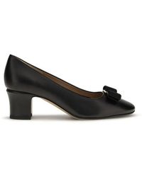 Ferragamo - Calf Leather Bos Taurus Mid Heel Pumps - Lyst