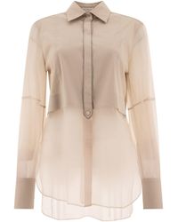 Brunello Cucinelli - Poplin Shirt With Shiny Trims - Lyst