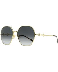 Gucci - Horsebit Geometric Sunglasses Gg1335S 001 62Mm Metal/Plastic (Acetate) - Lyst