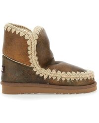 Mou - Eskimo Ankle Boots With Crochet Details And Logo Patch On The Rear - Lyst