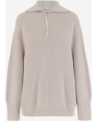 Carven - Wool Zip-Up Sweater - Lyst