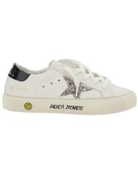 Golden Goose - Low Top Sneakers With Glittered Star Patch Cow Trainers - Lyst