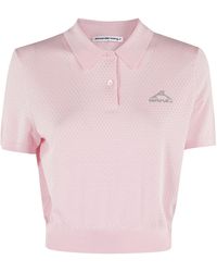 T By Alexander Wang - 3D Logo Mesh Cropped Polo Shirt - Lyst