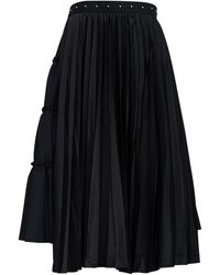 Noir Kei Ninomiya Long Asymmetrical Wool Blend Skirt - Black