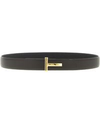 Tom Ford - Reversible Hammered Leather With Buckle Belt - Lyst