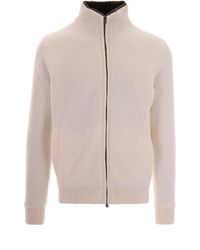 Herno - Full Zip Rib-Knit Wool Sweater - Lyst