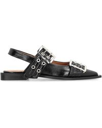 Ganni - Faux Leather Slingback Pumps Upper: Polyurethane Ballerina Shoes - Lyst