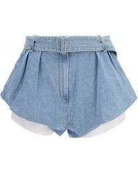 Magda Butrym - Flared Denim Shorts With Undershorts - Lyst