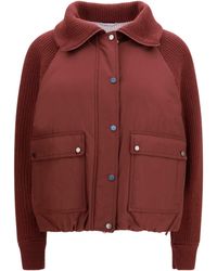 Brunello Cucinelli - Down Jacket With Wool Sleeves - Lyst