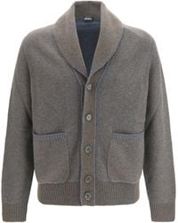 ZEGNA - Cashmere And Wool V-Neck Cardigan - Lyst