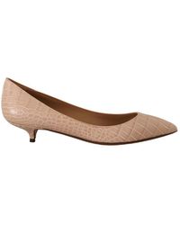 Dolce & Gabbana - Beige Leather Kitten Heels Pumps Shoes Leather - Lyst