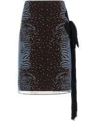Ferragamo - Animal Print Silk Georgette Skirt - Lyst