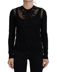Dolce & Gabbana - Floral Lace Button Cardigan Sweater Silk Nylon Clothing - Lyst