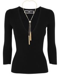 Elisabetta Franchi - Knit V-neck Chain Shirt - Lyst
