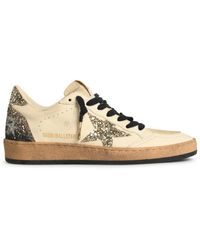 Golden Goose - 'Ball-Star' Leather Sneakers With Glitter Star And Heel - Lyst