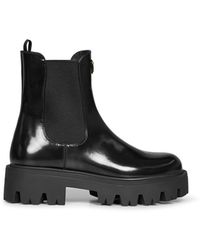 Prada - Calzature Brushed Leather Ankle Boots - Lyst