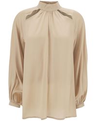 Semicouture - Jazmin Champagne Blouse With Cut-Out - Lyst