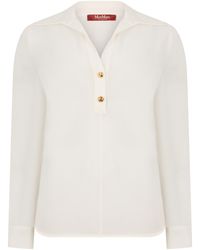 Max Mara - Polo Top Long-Sleeve Silk Tops - Lyst