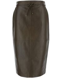 Max Mara - Skirt Fantino Khaki Leather Lamb - Lyst