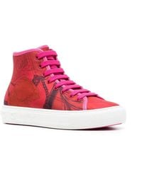 Ferragamo - Scarf-Print High-Top Trainer Sneakers - Lyst