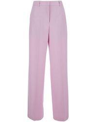 MSGM - Pants With High Waist And Welt Pockets Viscose Polyester Elastane Trousers - Lyst