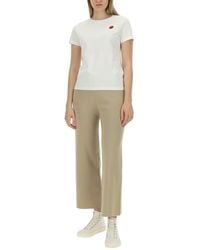 KENZO - Cropped Wool Pants With Logo Trousers - Lyst