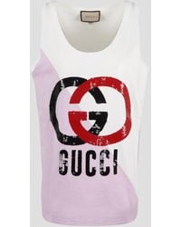 Gucci - Intarsia Cotton Jersey Tank Top - Lyst