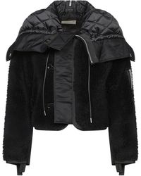Sacai Faux Shearling Cropped Jacket in Natural | Lyst