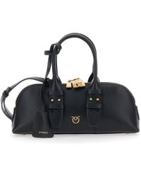 Pinko - Handbag Bowling Bag Horizontal With Adjustable And Removable Shoulder Strap And Leather Lock Detail For - Lyst