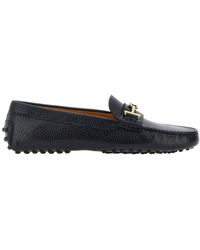 Tod's - Logo Plaque Round Toe Loafers - Lyst