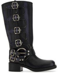 Miu Miu - Buckle-Detailed Round Toe Boots - Lyst