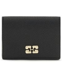 Ganni - Bou Card Holder With Flap Grained Wallet - Lyst