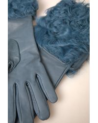 Dolce & Gabbana - Leather Fur Mid Arm Length Gloves - Lyst