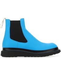 Loewe - Fluo Light-blue Leather Ankle Boots Lightblue - Lyst