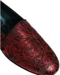 Dolce & Gabbana - Floral Jacquard Slip On Loafers Shoes Leather - Lyst