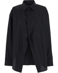 Balenciaga - Shirt With Pointed Collar And Front Slit - Lyst