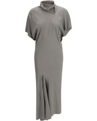Rick Owens - Asymmetric Midi Dress Acetate; Silk - Lyst