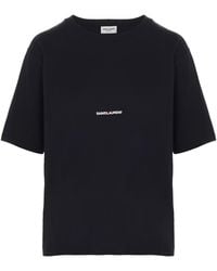 Saint Laurent - Logo Crewneck T-shirt - Lyst