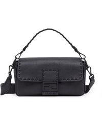 Fendi - Baguette Leather Shoulder Bag With Selleria Stitchings - Lyst