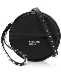 DSquared² Studded Round Pill Calf Leather Crossbody Bag - Black
