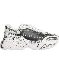Dolce & Gabbana - Daymaster Graffiti Low Top Sneakers Shoes Calf Leather - Lyst