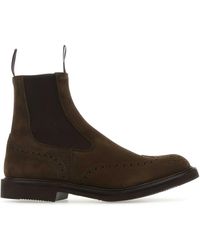 Tricker's - Khaki Suede Henry Ankle Boots - Lyst
