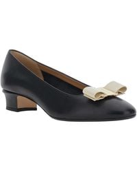 Ferragamo - 'Vara 2.0' Pumps With Low Block Heel And Logo Plaque On The Front - Lyst