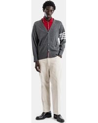 Thom Browne - Tapered Fine-Ribbed Corduroy Sand High-Waisted Chino With Backstrap Trousers - Lyst