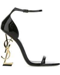 Saint Laurent - Opyum Patent Leather Sandals With Monogram Heel - Lyst