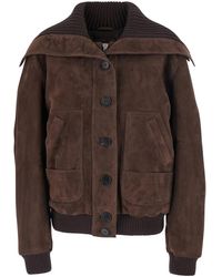 The Attico - Bomber Jacket Suede Coat - Lyst