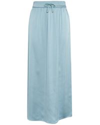 Herno - Drawstring-Waist Side-Slit Satin Midi Skirt - Lyst