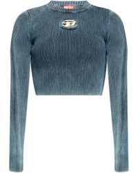 DIESEL - M-Anchor-A Logo Cut-Out Ribbed Knit Top - Lyst