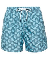 Fedeli - Oil Swim Shorts With Lobster Pattern - Lyst