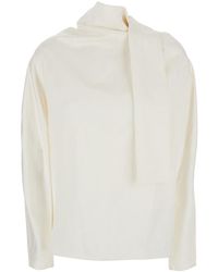 TOTEME - Blouse With Cowl Neck, Knot Back — Blouses - Lyst